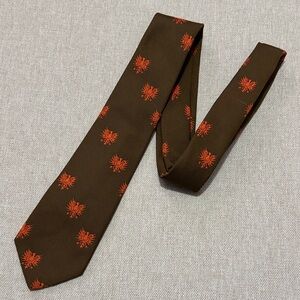 Vintage Tie-Polyester-Brown & Orange “Phoenix/Eagle” Print-EUC